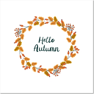 Hello Autumn wreath Posters and Art